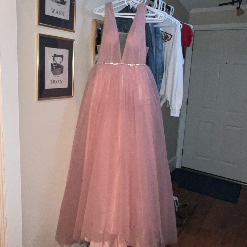 Open Back Tulle Long Evening Dresses Train - Picture 6 of 6